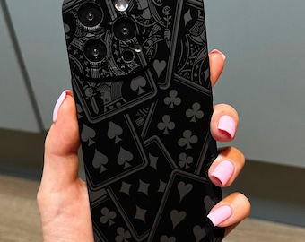 Goth Playing Cards Phone Case for iPhone 18 17 16 15 14 13 12 11 11 Pro Max Mini 7 XR XS X Shockproof Phone Cover with Custom Name