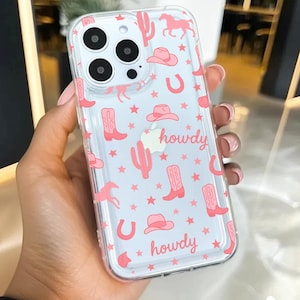 Howdy Western Cowgirl Hut Boot Kaktus klare Handyhülle für iPhone 16 15 14 13 12 11 11 Pro Max Mini 7 8 XR XS X XR Brieftasche stoßfeste Abdeckung