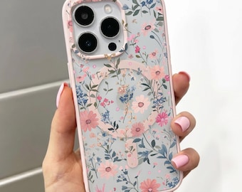 Floral Wildflower Pink MagSafe Phone Case for iPhone 17 16 15 14 13 12 11 11 Pro Max Mini XR X XS Shockproof Magnetic Phone Cover Custom