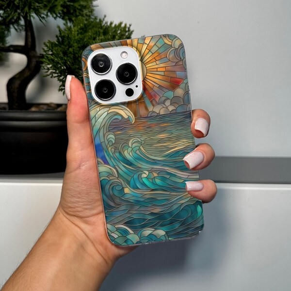 Stained Glass Ocean Phone Cover Etsy
