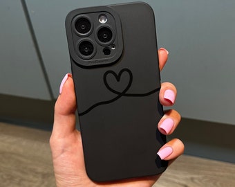 Love Heart Simple Phone Case with Personalised Name for iPhone 15 14 13 12 11 11 Pro Max Mini 7 8 XR XS X Shockproof Phone Cover Cute Design