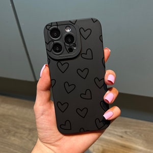 Cute Heart Phone Case with Personalised Name for iPhone 15 14 13 12 11 11 Pro Max Mini 7 8 XR XS X Shockproof Phone Cover with Heart Pattern