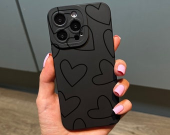 Jolie coque de téléphone à imprimé coeur avec nom personnalisé pour iPhone 15 14 13 12 11 11 Pro Max Mini 7 8 XR XS X Housse de téléphone antichoc Super cadeau