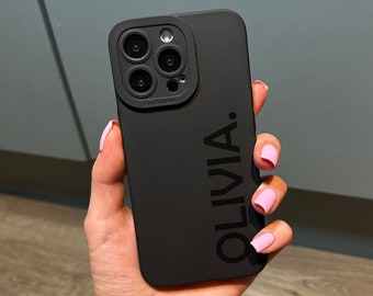 Nombre personalizado Funda de teléfono negra con nombre moderno para iPhone 15 14 13 12 11 11 Pro Max Mini 7 8 XR XS X Cubierta de teléfono a prueba de golpes personalizada