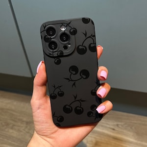 チェリーのかわいい女の子用電話ケース iPhone 15 14 13 12 11 11 Pro Max Mini 7 8 XR XS X 耐衝撃電話カバー カスタマイズされた名前付き