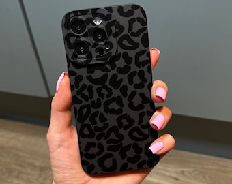 Leopard Print Phone Case for iPhone 15 14 13 12 11 11 Pro Max Mini 7 8 XR XS X Shockproof Phone Cover With Customised Name and Animal Print