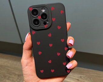 Red Heart Phone Case for iPhone 15 14 13 12 11 11 Pro Max Mini 7 8 XR XS X Shockproof Phone Cover with Customised Name