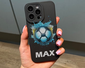 Funda de teléfono de fútbol personalizada para iPhone 15 14 13 12 11 11 Pro Max Mini 7 8 XR XS X funda de teléfono a prueba de golpes con fútbol para niños