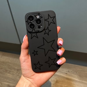 Retro estrela padrão caso de telefone para iphone 15 14 13 12 11 11 pro max mini 7 8 xr xs x capa de telefone à prova de choque com nome personalizado