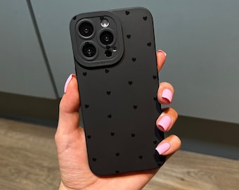 Amazon.com: Black Hearts Clear Cute Phone Case for Apple