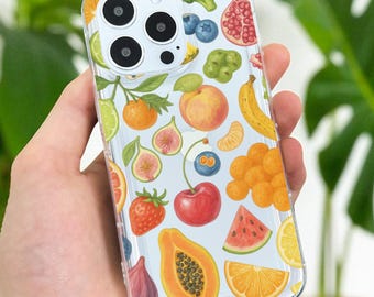 Summer Fruit Pattern Clear Phone Case for iPhone 17 16 15 14 13 12 11 11 Pro Max Mini 7 8 XR XS X Wallet Shockproof Phone Cover Custom Name