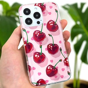 Kirschrosa Herz Handyhülle für iPhone 17 16 15 14 13 12 11 11 Pro Max Mini 7 8 XR XS X Stoßfeste Silikonhülle mit individuellem Namen