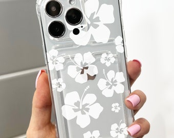 ハワイアンアロハフラワーカードホルダー電話ケース iPhone 17 16 15