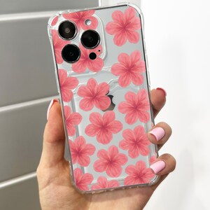 Étui pour iphone de téléphone avec porte-cartes transparent floral rose, 16 15 14 13 12 11 11 Pro Max Mini 7 8 XR, étui pour téléphone antichoc, portefeuille