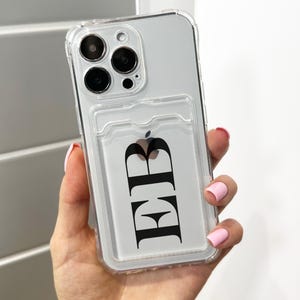 Gepersonaliseerde grote initialen kaarthouder telefoonhoesje voor iPhone 16 15 14 13 12 11 11 Pro Max Mini 7 8 XR XS X schokbestendig monogram telefoonhoesje