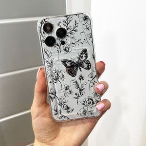 Funda para teléfono con tarjetero y diseño de mariposas y flores para iPhone 16, 15, 14, 13, 12, 11, 11 Pro Max, minicartera a prueba de golpes con nombre personalizado