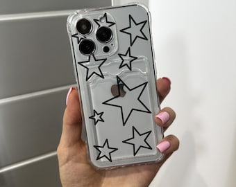Funda transparente con tarjetero de estrella para iPhone 17, 16, 15, 14, 13, 12, 11, Pro Max, Mini, 7, 8, XR, X, a prueba de golpes, con nombre personalizado