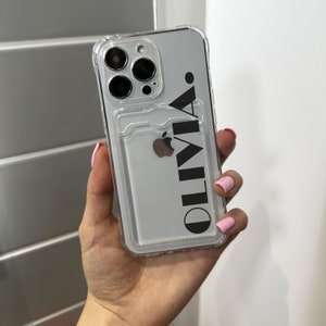 Funda de teléfono personalizada con soporte para Tarjeta De Nombre para iPhone 15 14 13 12 11 11 Pro Max Mini 7 8 XR XS X cartera a prueba de golpes