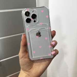 Coque de téléphone transparente coeur rose 15 14 13 12 11 11 Pro Max Mini 7 8 XR XS X Etui portefeuille antichoc avec nom personnalisé
