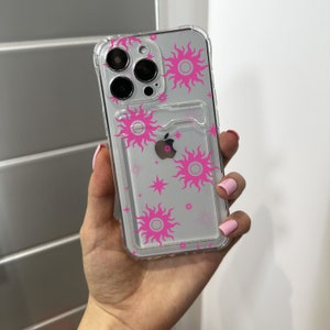 Roze duidelijke kaarthouder telefoonhoesje voor iPhone 15 14 13 12 11 11 Pro Max Mini 7 8 XR XS X portemonnee schokbestendige telefoonhoes met aangepaste naam