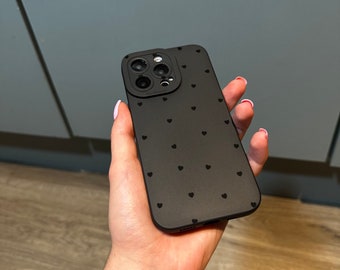 Small Black Heart Phone Case for iPhone 15 14 13 12 11 11 Pro Max