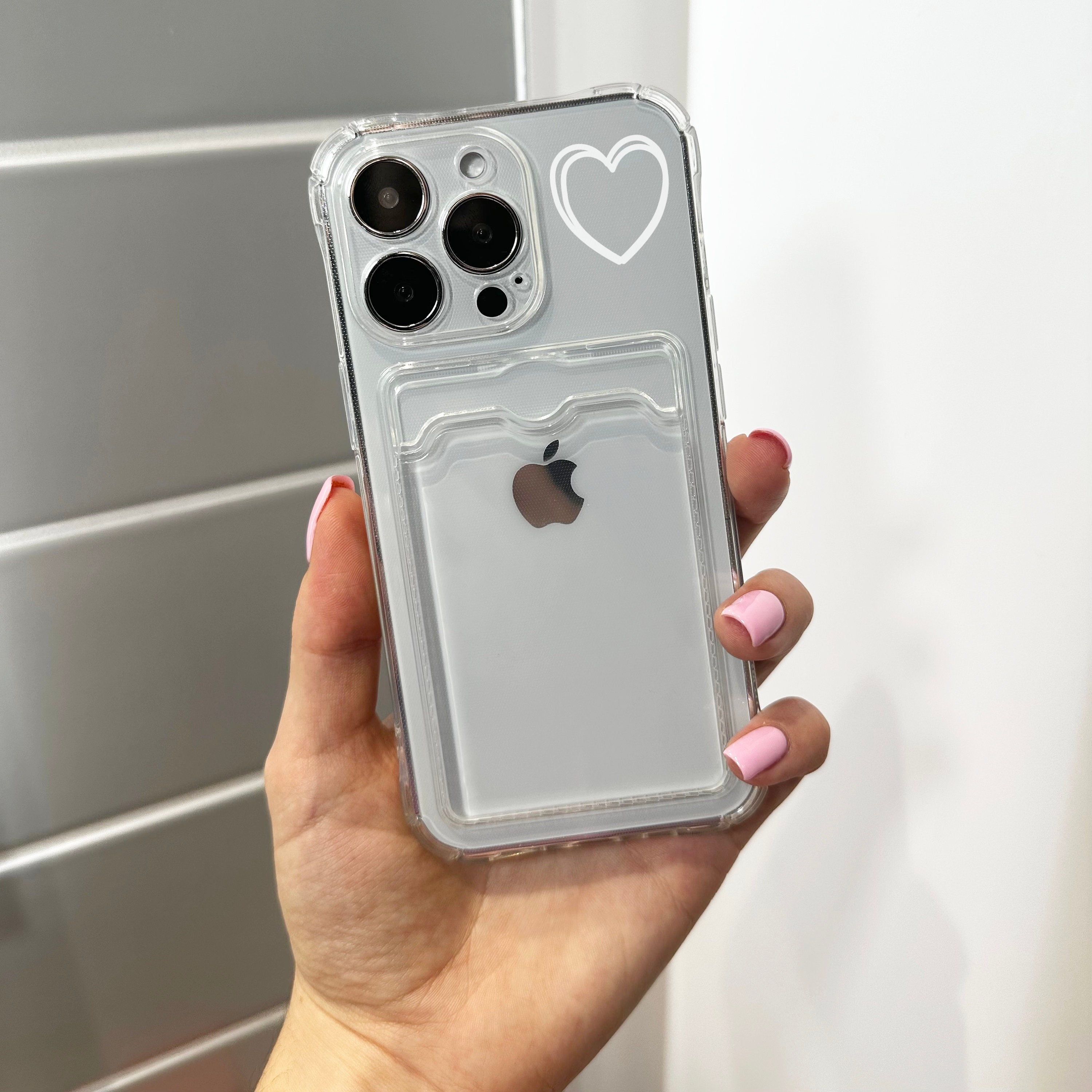 保存容器・ケース Human Made Heart Glass Clear Heart Clear Card Holder Phone Case for iPhone 17 16 15 14 13 12 11