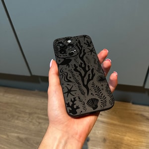 Black Coral Fish Sea Shell Phone Case for iPhone 17 16 15 14 13 12 11 11 Pro Max Mini 7 8 XR XS X Shockproof Phone Cover Customised Name image 3