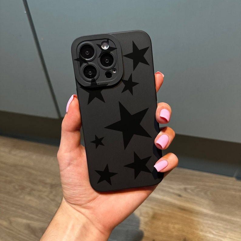 Black Star Phone Case for iPhone 17 16 15 14 13 12 11 11 Pro Max Mini 7 8 XR XS X Shockproof Phone Cover with Customised Name image 1