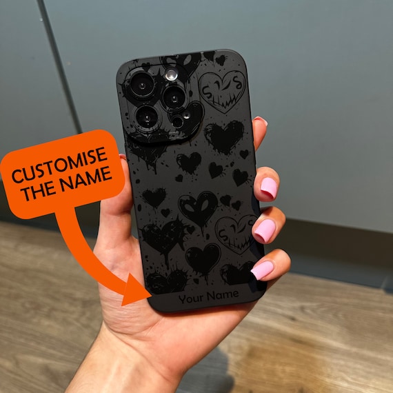 Emo Gothic Black Heart Phone Case for iPhone 17 16 15 14 13 12 11