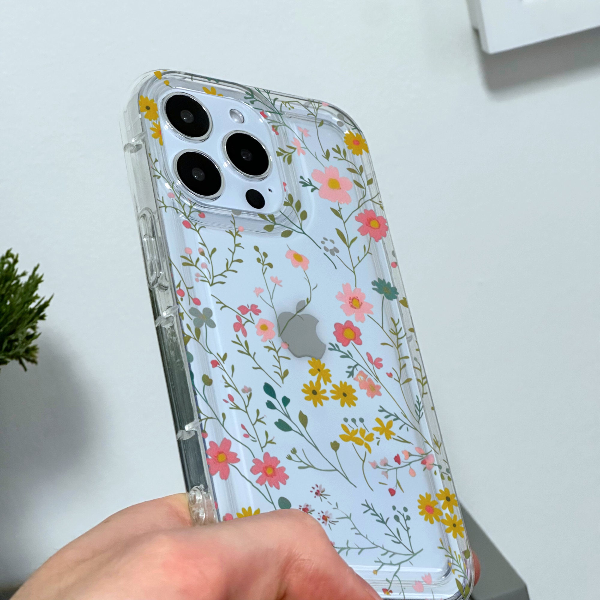Custodia Chiara TPU Con Stampa Floreale Per IPhone (Modelli 16, 15, 14, 13, 12, Pro, Pro Max, Plus)