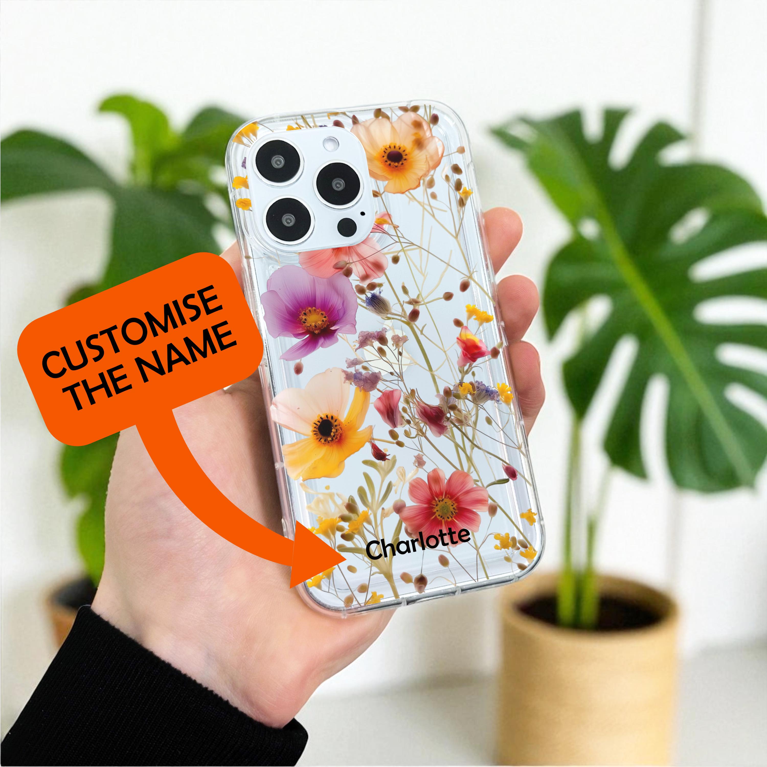 押し花プリントクリア携帯ケース iPhone 17 16 15 14 13 12 11 11 Pro 