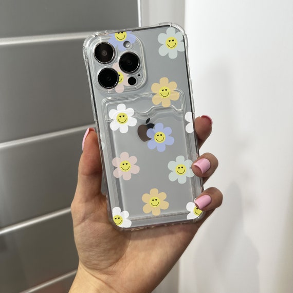 Floral Cute Clear Card Holder Phone Case for iPhone 17 16 15 14 13 12 11 11  Pro Max Mini 7 8 XR XS X Shockproof Phone Cover Customised Name - Etsy