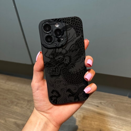 Black Dragon Print Phone Case for iPhone 17 16 15 14 13 12 11 11