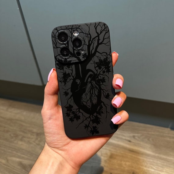 Black Heart Organ Print Phone Case for iPhone 17 16 15 14 13 12 11
