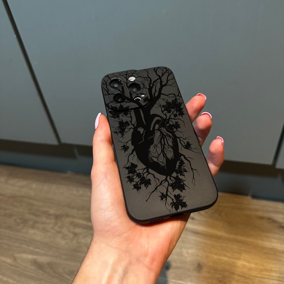 Black Heart Organ Print Phone Case for iPhone 17 16 15 14 13 12 11