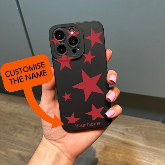 Black Star Phone Case For IPhone 17 16 15 14 13 12 11 11 Pro Max Mini 7 8 XR XS X Shockproof Phone Cover With Customised Name