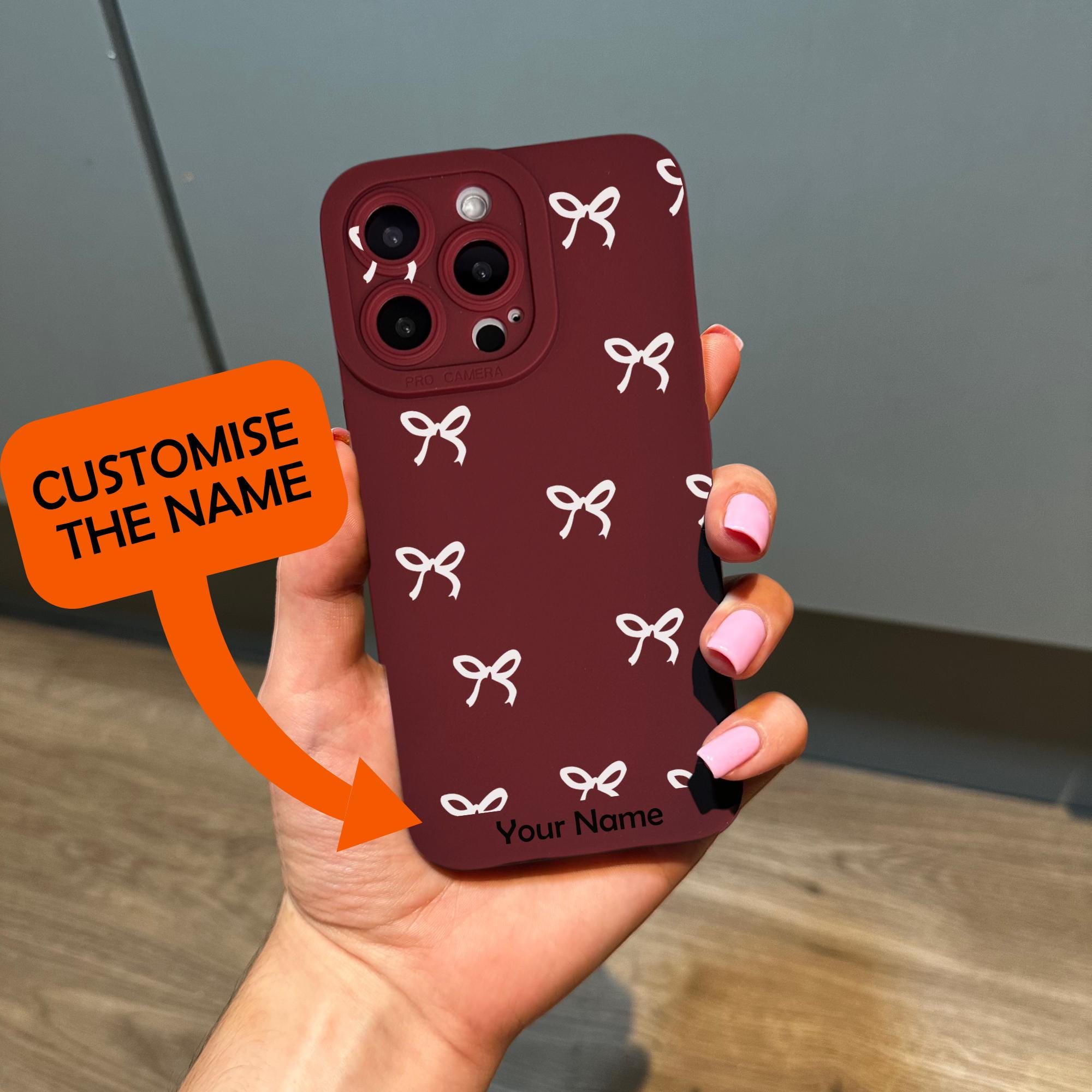 iPhoneアクセサリー Casetify Burgundy Bows Phone Case White Bow Burgundy Red Phone Case for iPhone 17 16 15 14 13 12 11