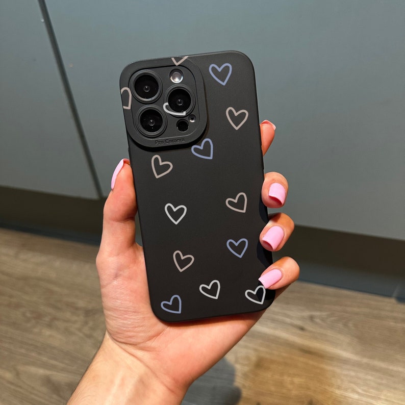 Funda de teléfono con diseño de corazón pastel para iPhone 17, 16, 15, 14, 13, 12, 11, Pro Max, Mini, 7, 8, XR, XS, X, a prueba de golpes con nombre personalizado imagen 1