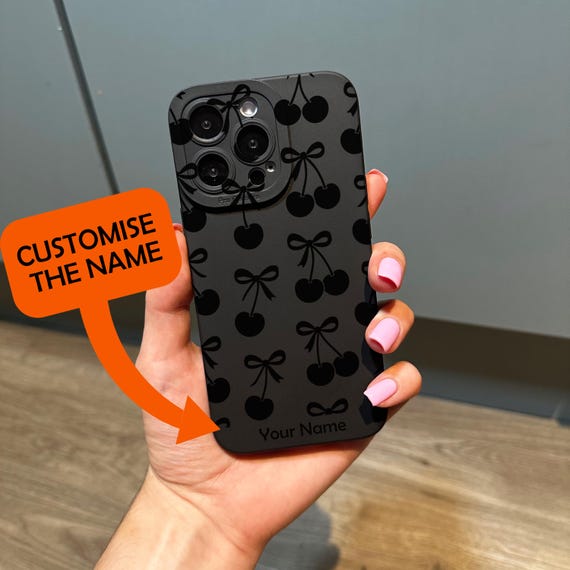チェリーボウ ブラック スマホケース iPhone 17 16 15 14 13 12 11 11