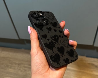 Emo Gothic Black Heart Phone Case for iPhone 17 16 15 14 13