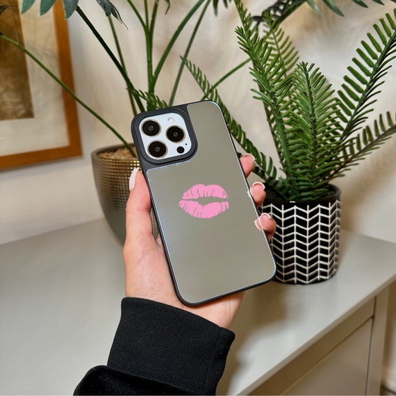 Pink Lips Kiss Mirror Phone Case for iPhone 15 14 13 12 11 11 Pro