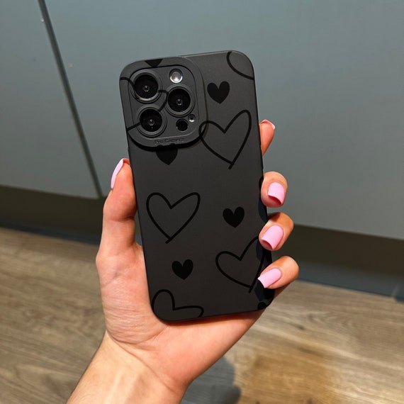 Love Heart Cute Phone Case with Customised Name for iPhone 17 16 15 14 13 12 11 11 Pro Max Mini 7 8 XR X Shockproof Phone Cover Personalised