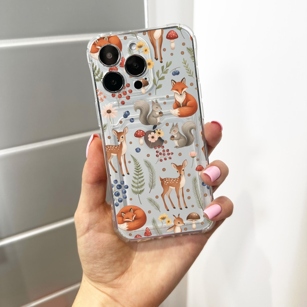 Fox Squirrel Deer Animal Card Holder Phone Case for iPhone 17 16 15 14 ...
