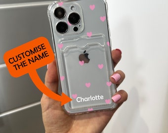 Pink Heart Clear Phone Case for iPhone 17 16 15 14 13 12 11 11 Pro