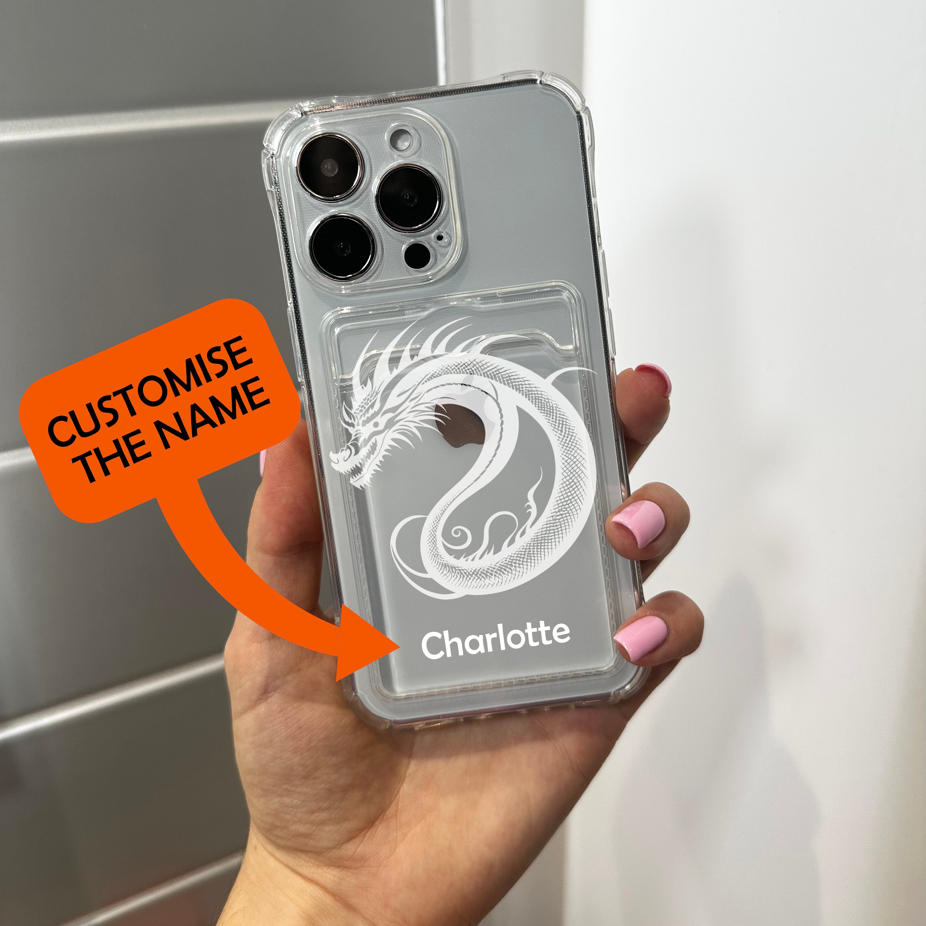 Dragon Card Holder Clear Phone Case for iPhone 17 16 15 14 13 12