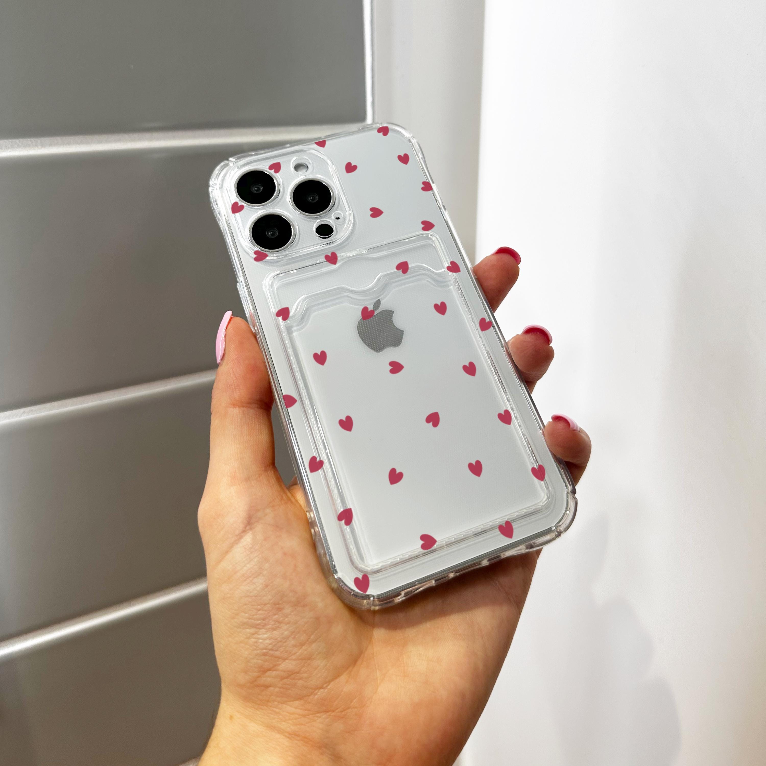 Red Heart Card Holder Phone Case for iPhone 17 16 15 14 13 12 11
