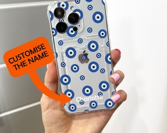 Clear Evil Eye Card Holder Phone Case for iPhone 17 16 15 14 13 12