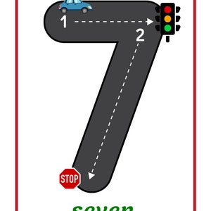 Numbers Printable Road Mat for Boys, Tracing Activity for Toddler and ...
