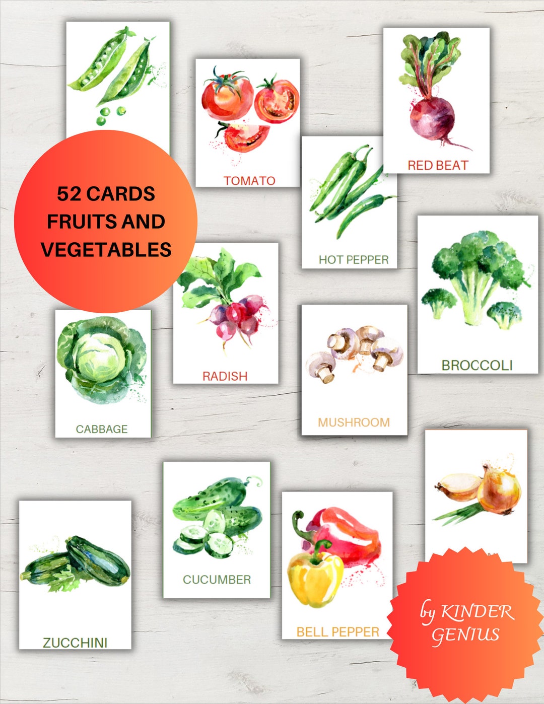 Tarjetas de frutas y verduras. Tarjetas Flash Pdf Tarjetas Imprimibles ...