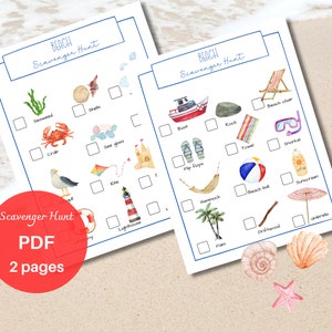 Beach Scavenger Hunt Vacation Scavenger Hunt for Kids Beach Activity Travel Kids Games